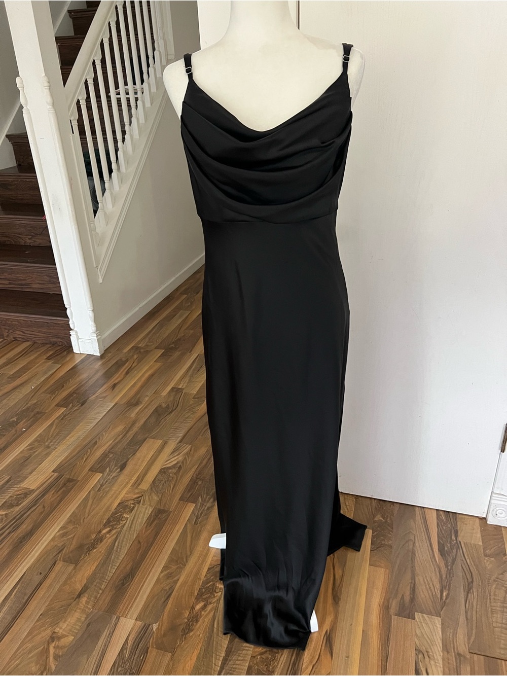 Revelry Draped Layered Cowl Neck Maxi Formal Satin Dress, Size 12, Like New